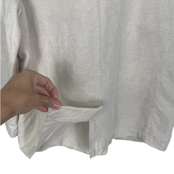 VTG J.Crew Linen Button Front Blazer Unstructured Beige Men's Sz Large Classic - Picture 3 of 11